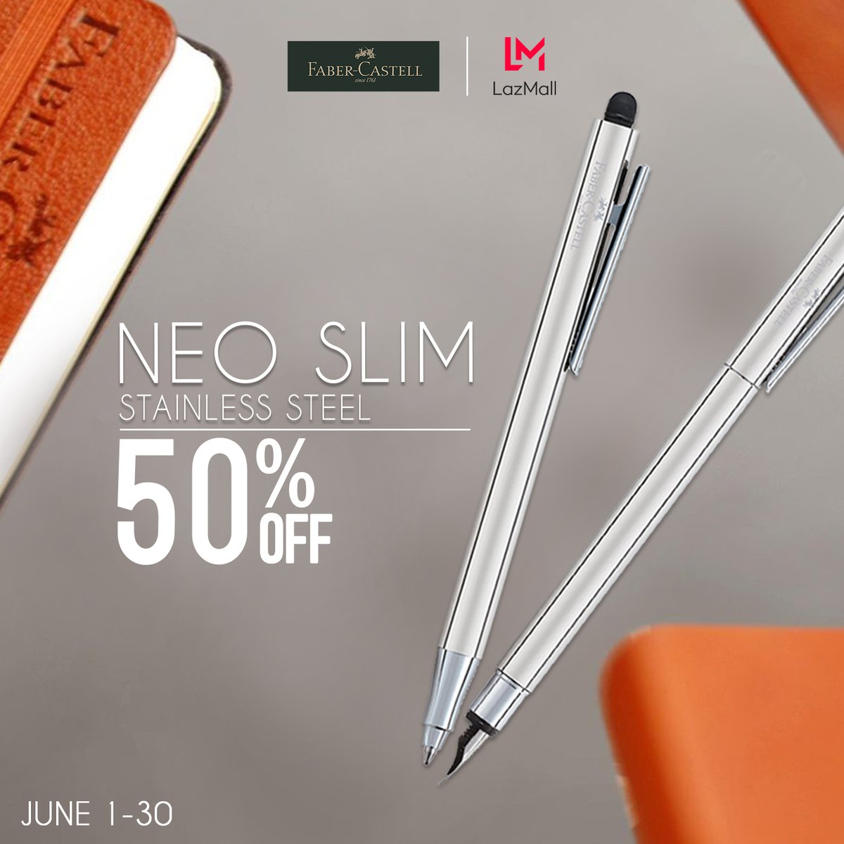 fabercastellph's tweet photo. Looking for sophisticated, modern look and smooth feel writing instrument?🖋🖊
Check out our #NeoSlim Stainless Steel Fountain Pens! Also available in Gel Pen, Roller Ball, Ballpen with Stylus. 😍
Score it at 50% OFF at Lazada from June 1-30, 2022.
🛒: https://t.co/cP0pxgIkD6 https://t.co/Blgcn9vhpM