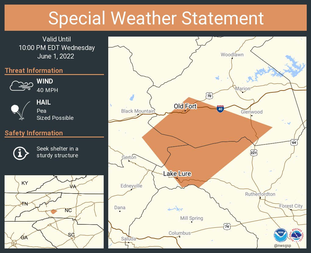 NWS GSP on Twitter "A special weather statement has been issued for Lake Lure NC and Old Fort
