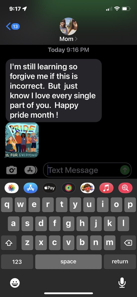 savanaweaver's tweet photo. absolutely never thought i’d see the day where i get a “happy pride” text from my mom. may or may not have cried #HappyPrideMonth https://t.co/YlXPwaRxtR