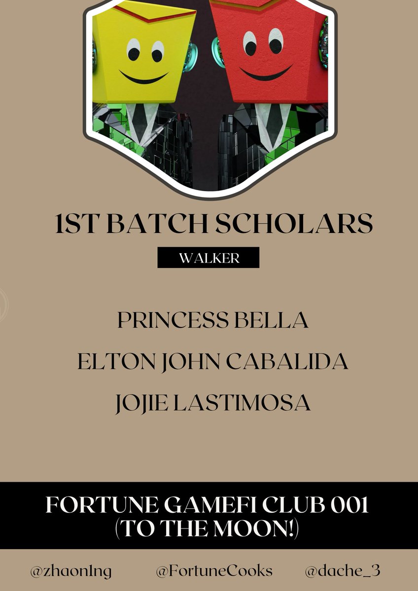 vianz06's tweet photo. Here are the list of our first batch of scholars.  Congratulations!  Lets goo @FortuneCooksHQ !

We are still hiring more scholars, all you need to do is to follow our twitter :@zhaon1ng @dache_3 @FortuneCooksHQ 
Join ourfacebook page:https://t.co/tk74ZfmUJq #STEPN @Stepnofficial https://t.co/6WwxEd2G90