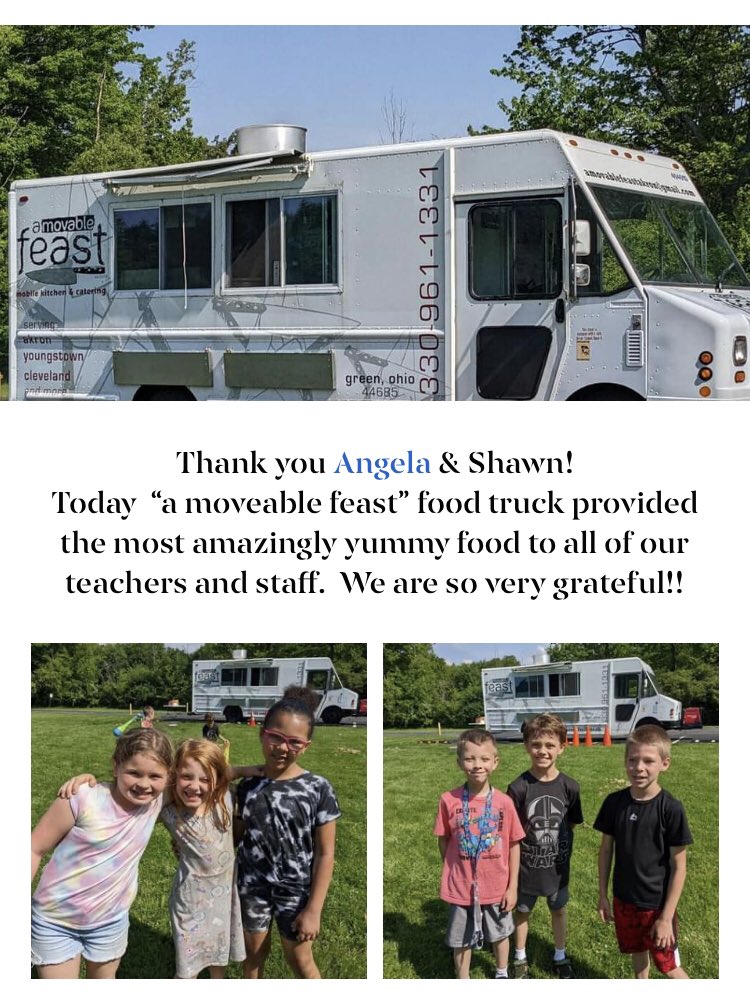 The Betty Jane staff is grateful for the kindness of Shawn Sweeney, Chef/Owner of “A Moveable Feast” for providing us with a yummy, wonderful lunch today!! #apslearns #bettyjaneowls @ChrisFowlerMack @akronschools @mary_outley