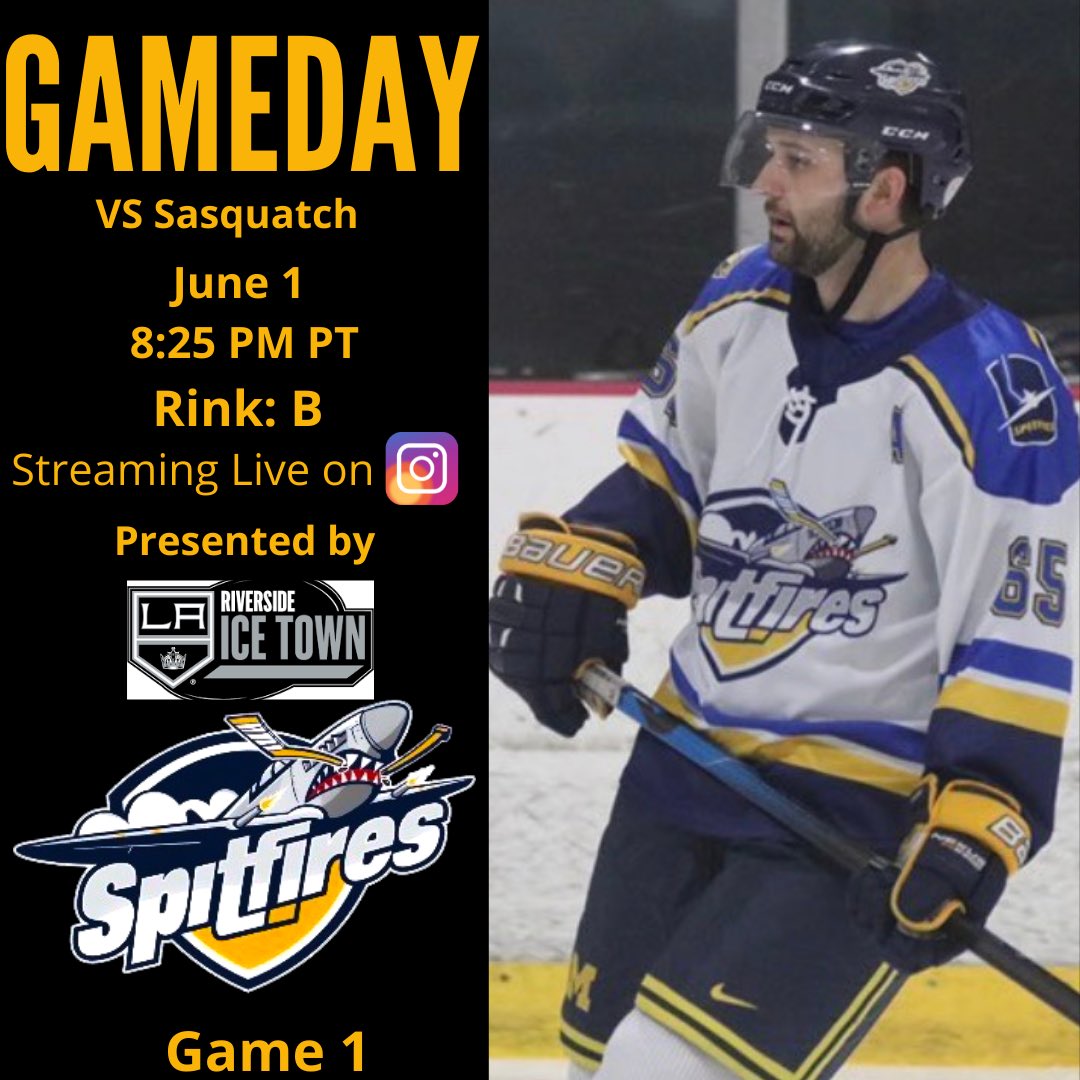 spitfireshc's tweet photo. IT’S GAME DAY SPITS!! GAME 1 OF PLAYOFF STARTS TONIGHT!! CATCH IT LIVE ON INSTAGRAM AT 8:25 PM PT! #letsgospitfires #hockey #gameday #gameoneplayoffs https://t.co/frgf4DHH0N