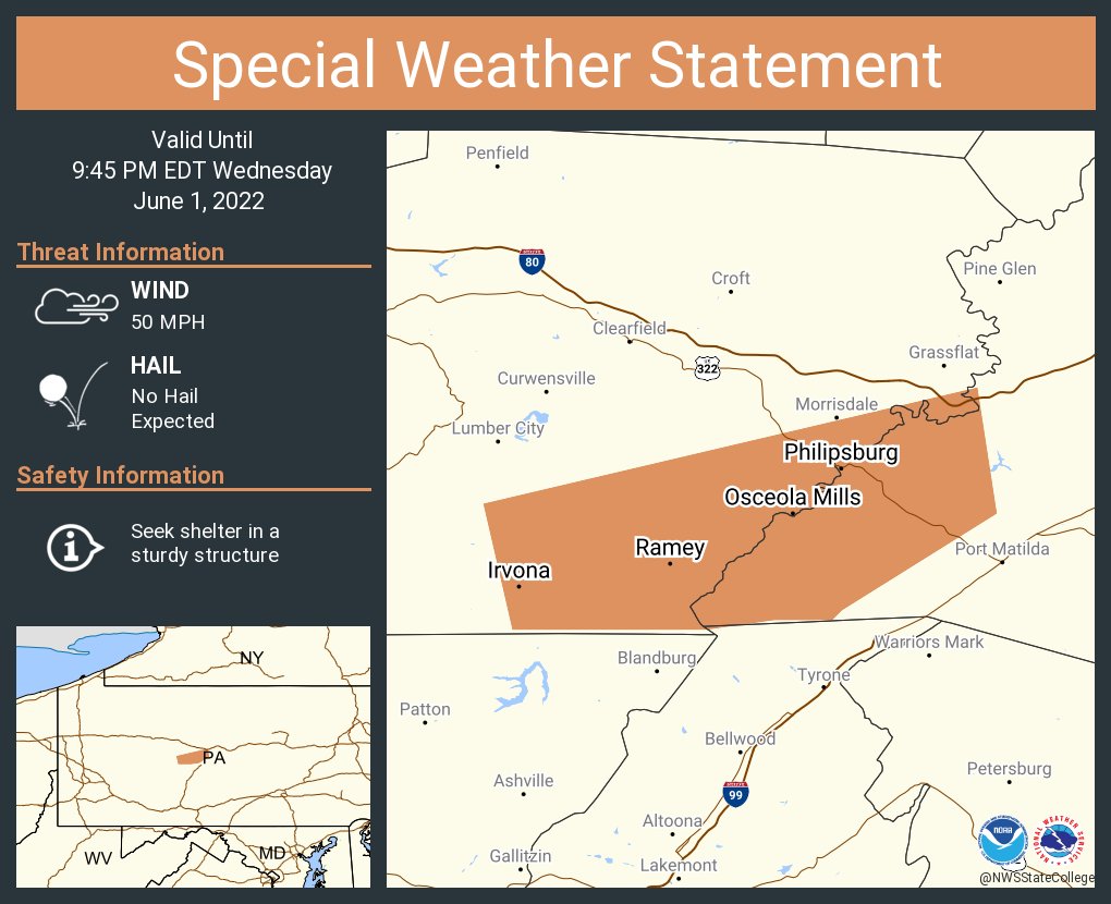 NWS State College on Twitter "A special weather statement has been
