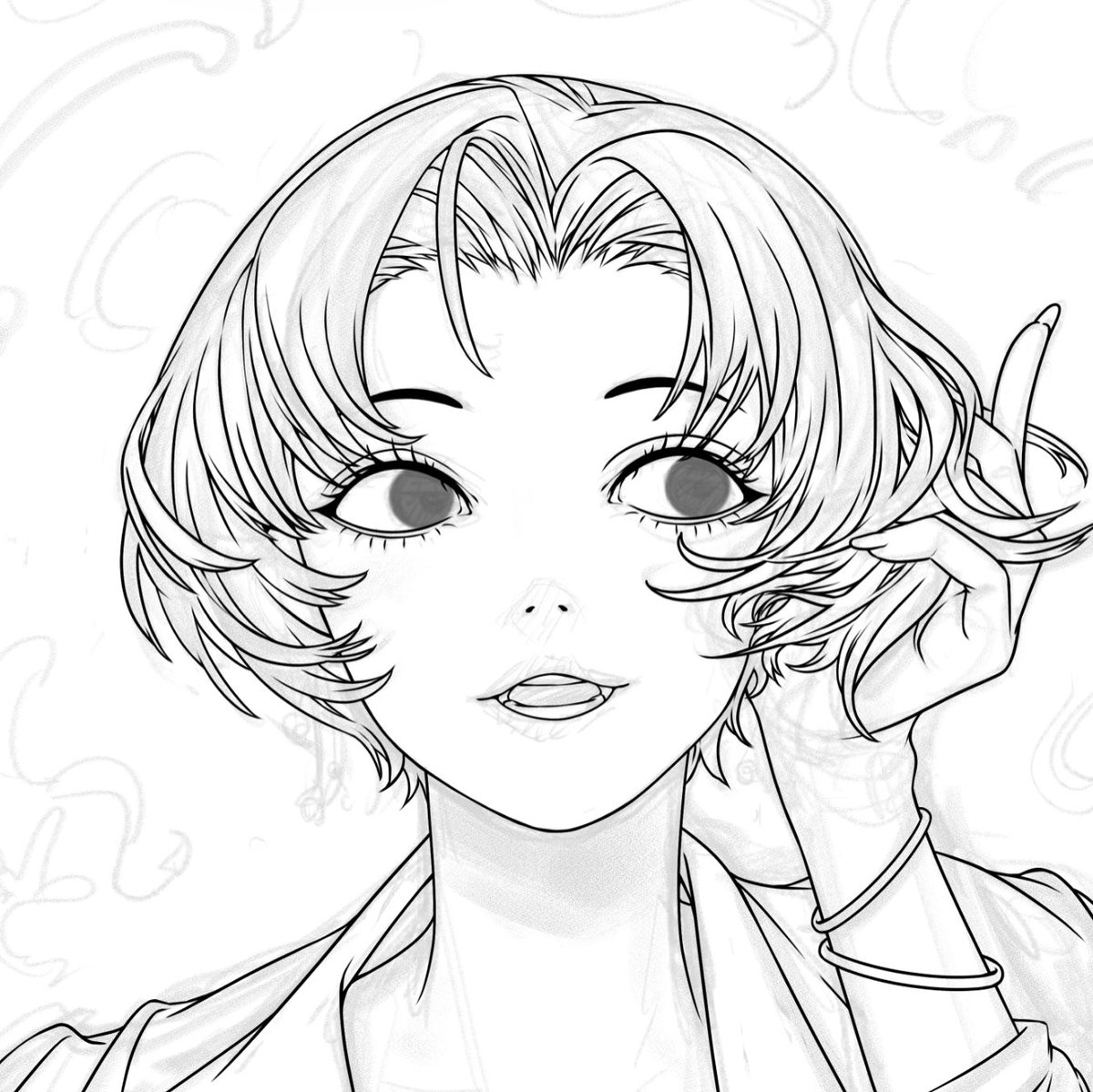 Anemiart's tweet photo. おはようございます〜！！
線画がいい感じにできてきました😊 https://t.co/25ZLpG135Y