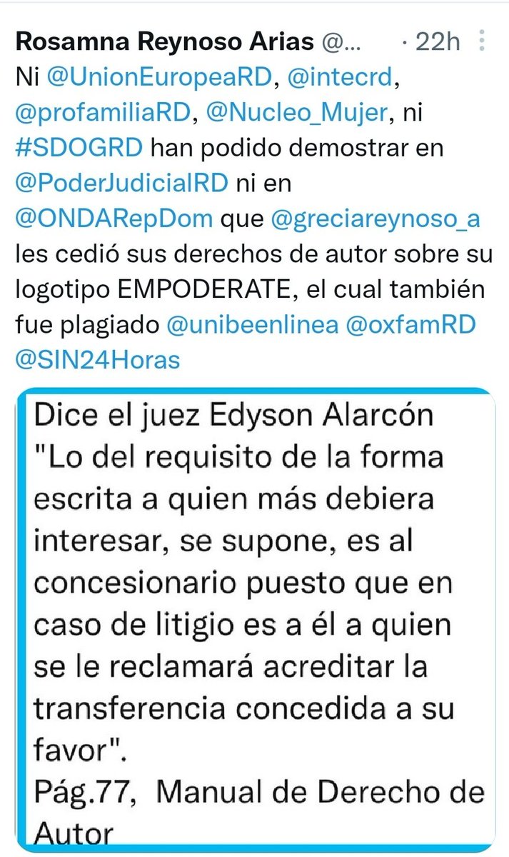 RosamnaReynoso's tweet photo. “Todo el mundo le robó el nombre y el logo (EMPODÉRATE a
@greciareynoso_a) para usarlo para sacar dinero”: Dr. Tomás Castro Monegro 👇
#RecuperemosLoRobado
#UnionEuropea @intecrd @profamiliaRD @ddhhunibe @Nucleo_Mujer #PNUD @GloriaReyesG #MagdaRodriguez #CEMUJER @PCiudadana https://t.co/sSQzyKXYye