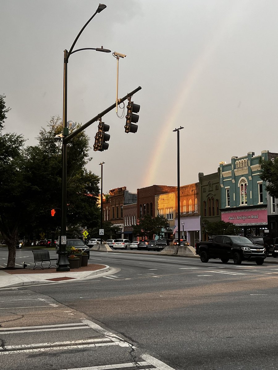 Rainbow leading to <a href="/harvestmooncafe/">Harvest Moon Cafe</a> on Monday night, just before the storm that drenched me…