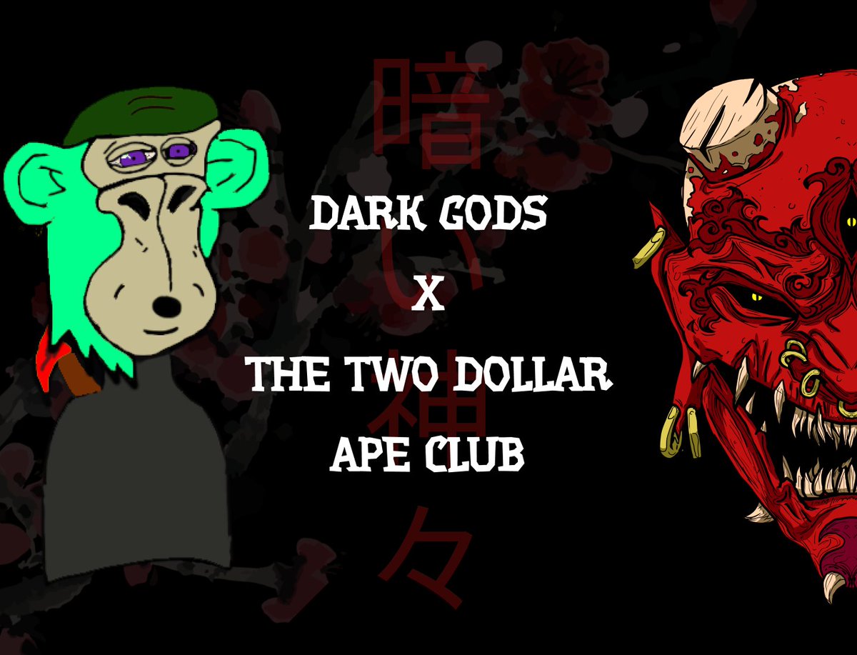 DarkGodsGame's tweet photo. 👹Dark Gods X The Two Dollar Ape Club 🐵

🎁 10 WL spots 🎁

👇To enter:

🔺@DarkGodsGame &amp; @TheTwoDollarApe 
🔺RT + ♥️
🔺Join https://t.co/k1VImwB50B

📢Winners in 48H

#Avalanche #AVAX https://t.co/bwEth2P1De