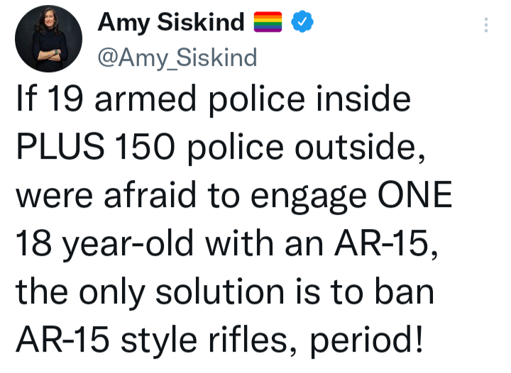 kimmyann1111's tweet photo. @JohnCornyn And your good guy with guns theory goes right out the damn window when 19 cops stood and waited for 77 minutes because they were too afraid of 1 18yr old with an AR-15. https://t.co/9Z3G0iUoZC