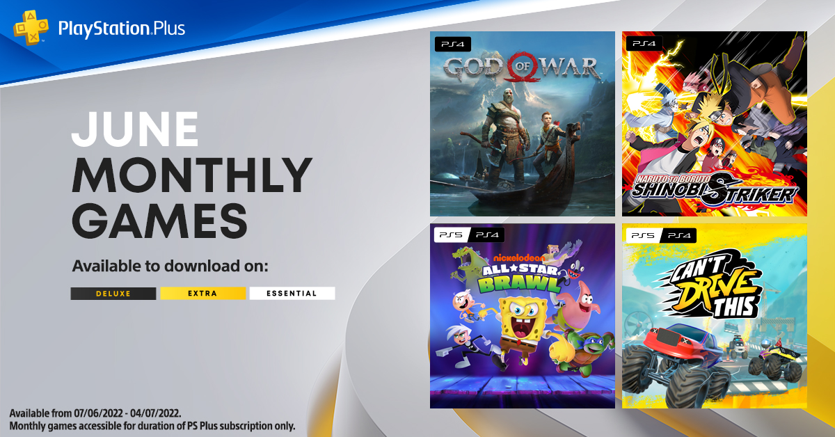 filosof Derfra marked PlayStation Asia on Twitter: "Here are your PlayStation Plus Monthly Games  for June: 🪓 God of War 🥷 Naruto to Boruto: Shinobi Striker 🧽 Nickelodeon  All-Star Brawl 🚙 Can't Drive This Available