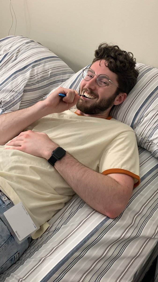 DurmanHannah's tweet photo. Can’t talk right now, just learned @otoolejg lays down and brushes his teeth… 🥴🥴🥴 https://t.co/pGw4g65lPa