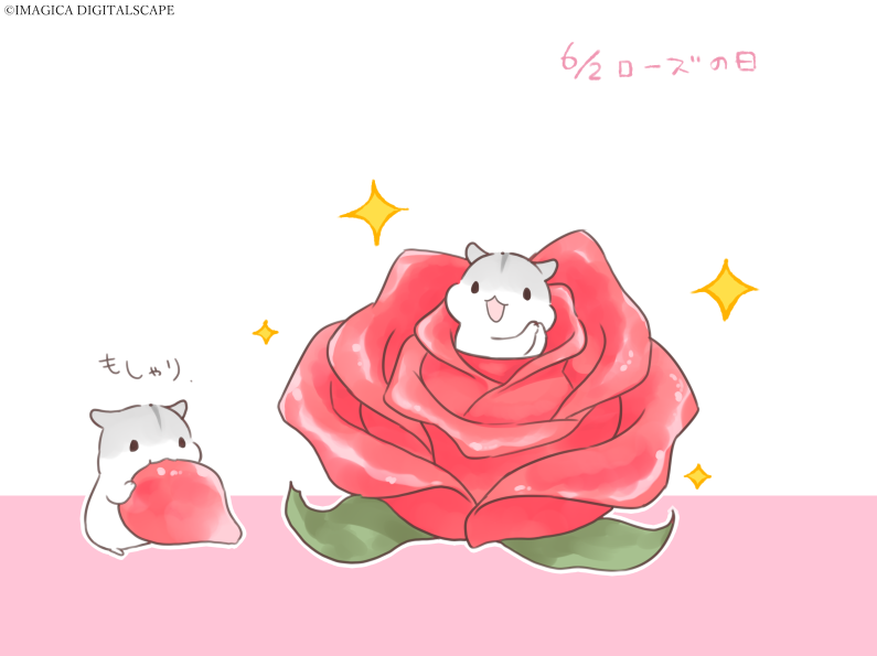 line_iiw's tweet photo. 本日はオムレツの日でもありローズの日。
「ロ（6）ーズ（2）」の語呂合わせから制定。
送る薔薇の本数で意味が変わると言いますがあわはむは花びら一枚で十分

#ローズの日 #合わせハムハム https://t.co/fgf791aKgc