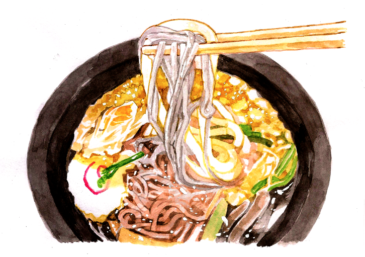 「ここ2年くらいの間に麺の描き方が一番変わったかもしれん 」|増田薫のイラスト