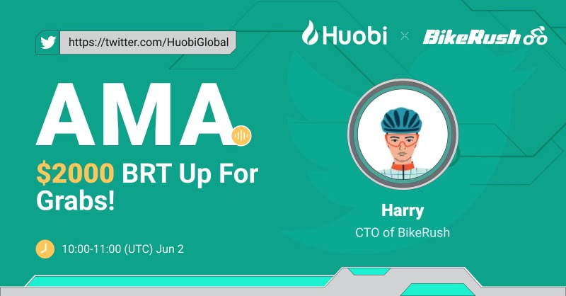 HTX_Global's tweet photo. 🔥  #Huobi x $BRT #AMA!

🤑 $2000 Shared:

☑️Follow @HuobiGlobal @BikeRush_
@DujunX

☑️ LIKE + RT + Tag Friends

☑️Join Twitter Spaces AMA 
https://t.co/FYXNXV4SFo

Answer quiz after event  👇