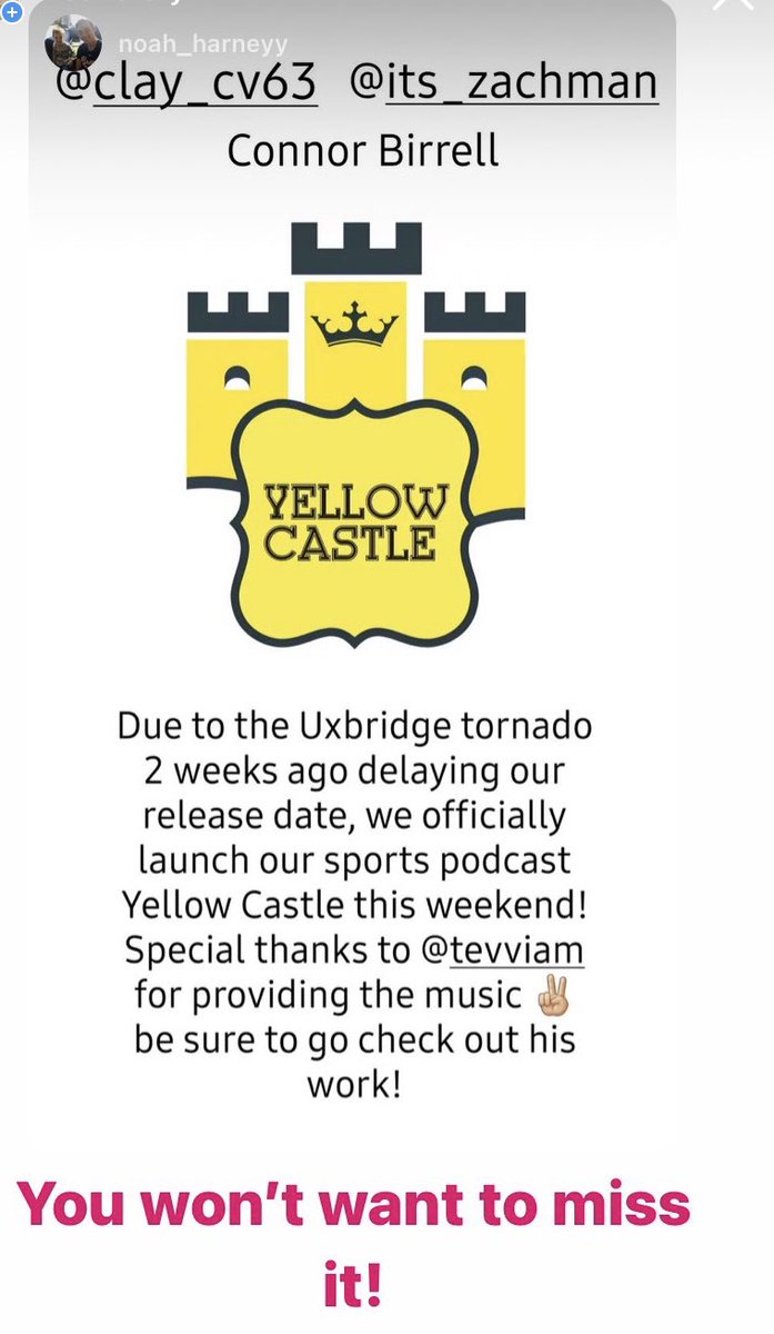 ZachK_204's tweet photo. It’s official! Yellow Castle is dropping it’s very first episode very soon! You don’t want to miss it! #podcasts #Sports https://t.co/0O5umD7VJR