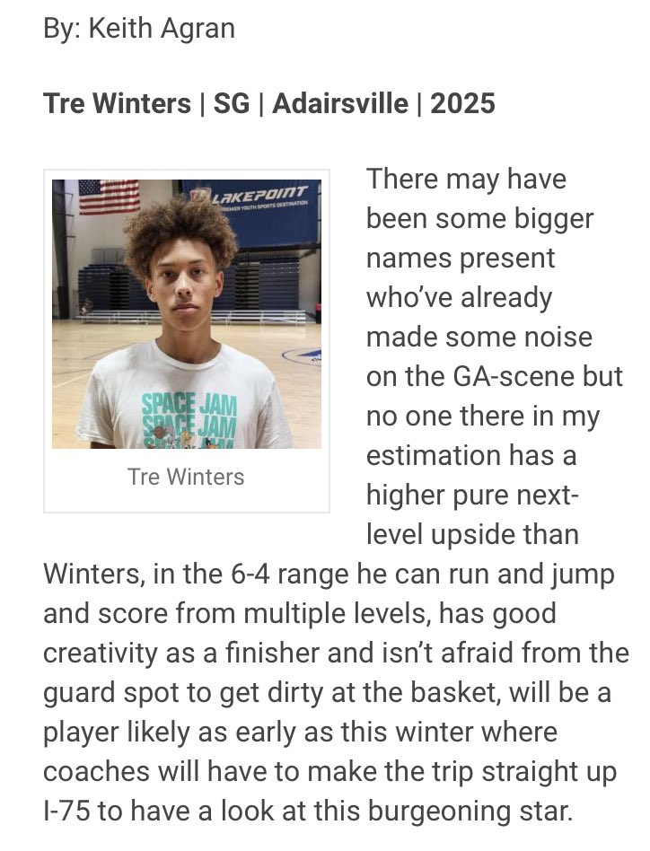 TreWinters1's tweet photo. Thank you @BracketSage for the great write up. And thank you @EliteJr_Sports for the amazing camp! https://t.co/Xp2DgpznBO