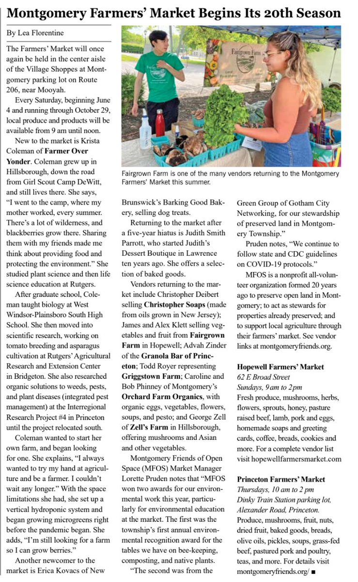 Farmoveryonder's tweet photo. Check us out in The Montgomery News! We will be at #Montgomery Friends of Open Space #Farmersmarket from 9 am until noon this #Saturday! 
https://t.co/5anzud2B6H https://t.co/Iq0tk6n1Py