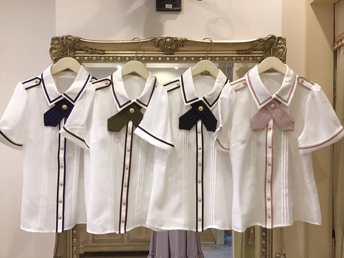 Amavel ストライプスカート&ネクタイリボン付ブラウス 上下セット  