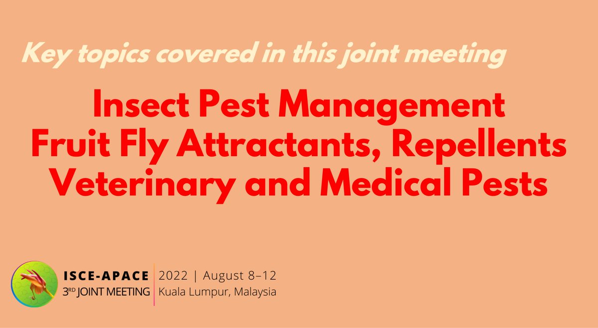 AlvinHee_MY's tweet photo. #ISCE2022 We have 15 interesting symposia for you to choose where you want present your work! Hurry as deadline is June 10th! https://t.co/rf6unVv7OE
#chemicalecology #olfaction #entomology #chemoreception #science #planthealth #Ecology #insects #Chemistry https://t.co/28TGp4TgeW