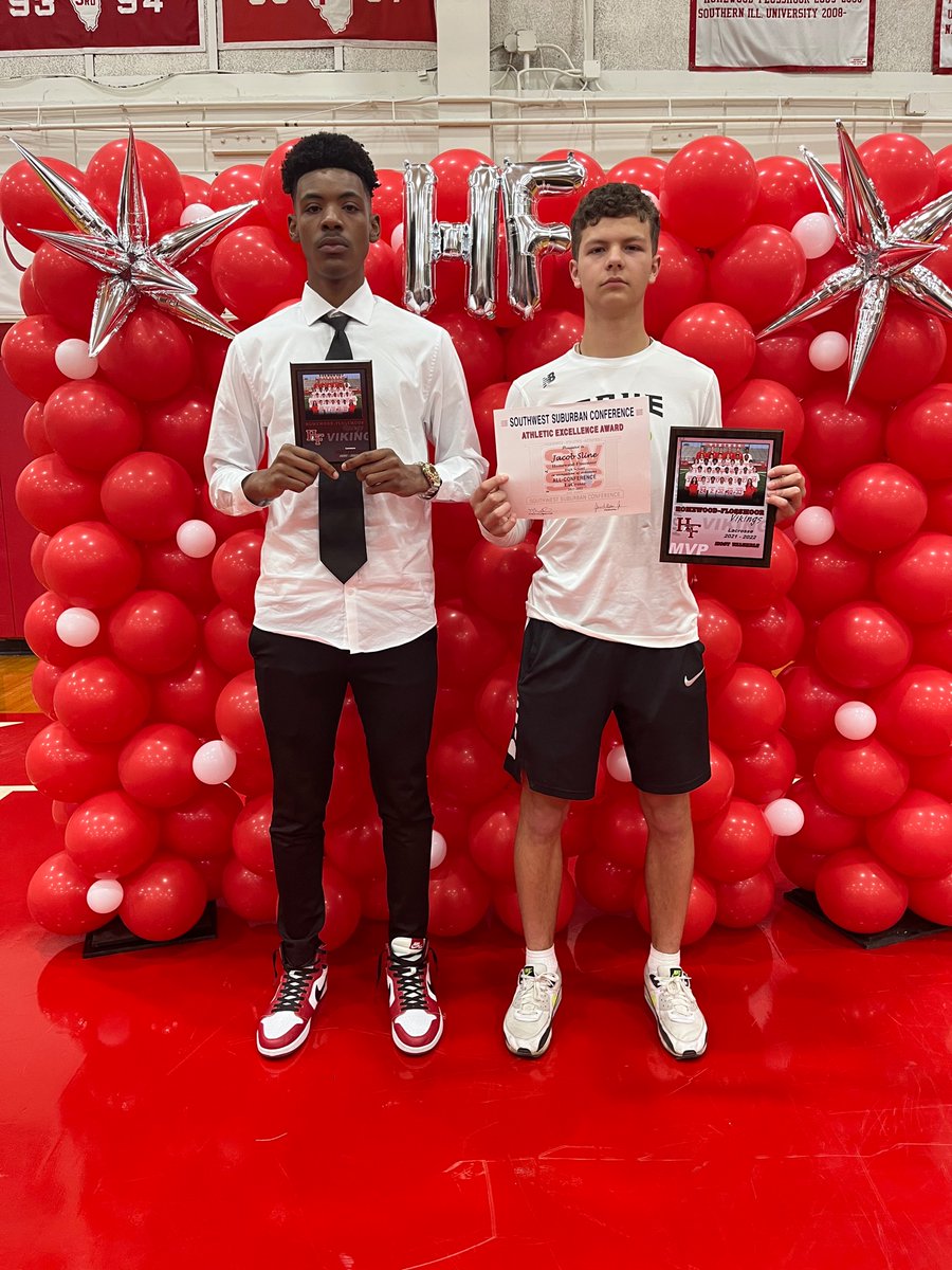 MVP Sophomore <a href="/JacobSline/">Jacob Sline</a> and Most Improved Sophomore Elo Nwoye at the Spring Sports Awards! Congrats on your accomplishments!