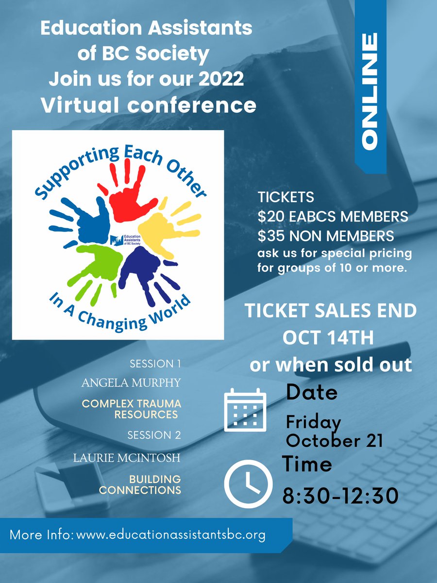 EABC_Society's tweet image. Make a plan to attend Oct. 21-2022  Pro-D for Education Assistants.  #educationassistantsbc #BCed