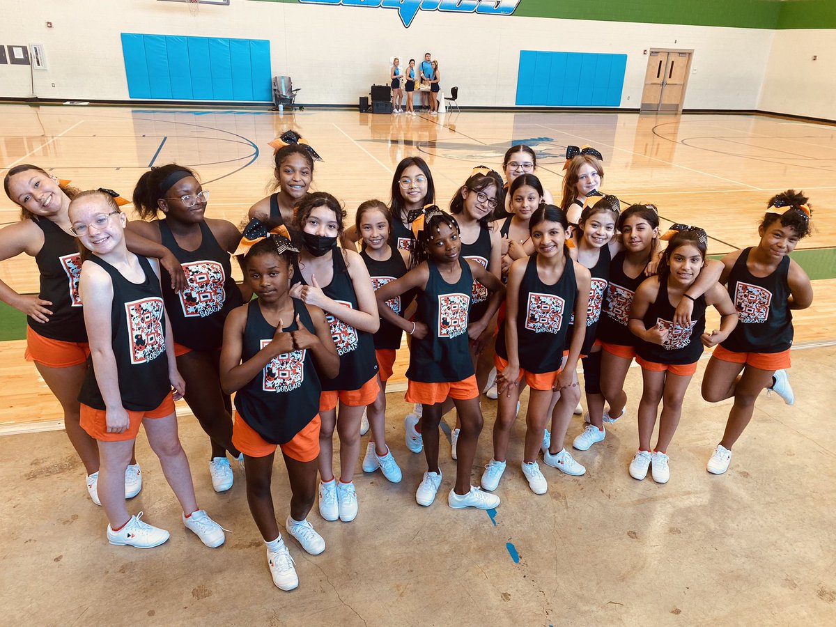 Two days of cheer camp. These cheerleaders are working HARD -  1 dance, 1 band chant, 3 cheers and 4 sidelines in 48 hours. 🧡🧡🧡 Tomorrow is the big showcase. <a href="/TravisMSBobcats/">Travis Bobcats</a> #travismscheer #uca #Cheerleader