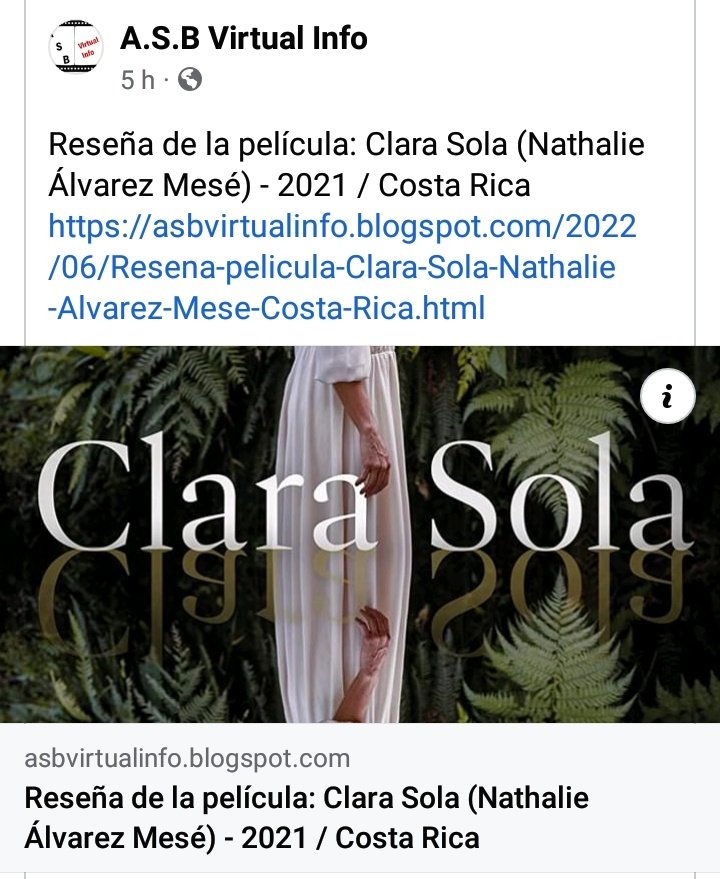 A.S.B Virtual Info: Reseña de la película: Clara Sola (Nathalie Álvarez Mesé) - 2021 / Costa Rica
  
asbvirtualinfo.blogspot.com/2022/06/Resena…
Link☝

#ClaraSola #NathalieAlvarezMese #CostaRica #Cine #Reseña #Review #FestivalASB #Película #movie #FilmTwitter #Cinéfilo #Cinema #Cinefilos #Movies