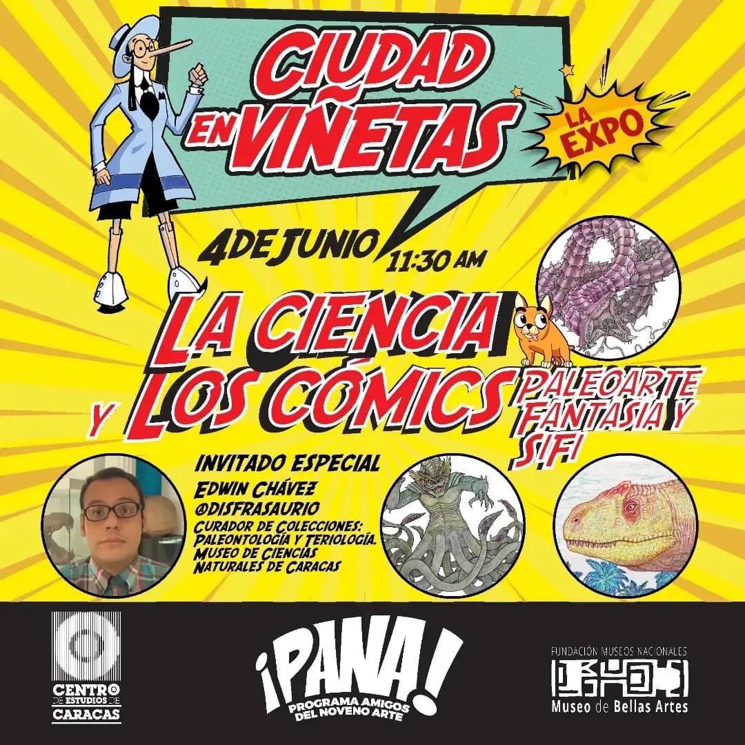 PANAcomicVe's tweet photo. Mañana! en la exposición retrospectiva histórica del cómic venezolano en las salas 3 y 5 del Museo de Bellas Artes, este fin de semana cómic científico y de ciencia ficción, @eoyaguarjunto a la cosplayer Karla Páez @lunatikaiplis. 
@cees_ccs
@cinematecavzla
@Kores_venezuela https://t.co/FieVbaGGWk