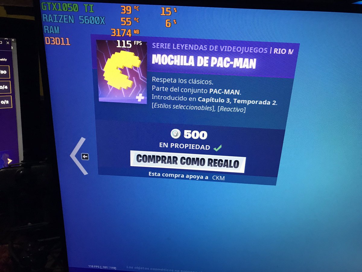 MarrleySM's tweet photo. No me salio el video maldito celu xD pero bueno la intención siempre esta comprando los dos lotes de pac man von el mejor codigo del mundo CKM en la tienda de Fortnite siempre y de paso apoyaras a un gran amigo @CareKidma espero haberte ayudado un pokito broh gracias por todo ❤️ https://t.co/DR1v5OYn3D