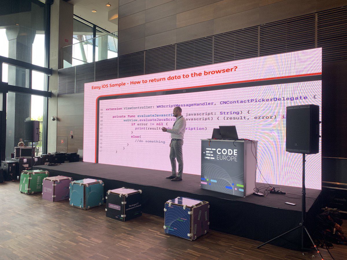 Magdale51848145's tweet photo. RT @code_europe: ลukasz Beksaโs lecture on connecting web apps with native apps. ๐จโ๐ป @ING__Polska #CodeEurope #CodeEurope22 https://t.co/HdGrXADIv5 https://t.co/zpryDfV2zB