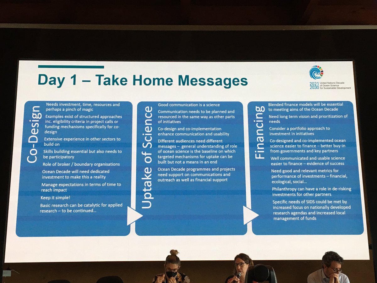Great summary from Day 1 of the <a href="/UNOceanDecade/">UN Ocean Decade</a> Foundations Dialogue in Morocco. Seems to be mirroring the #NASEMSciComm conversations in DC! #OceanDecade