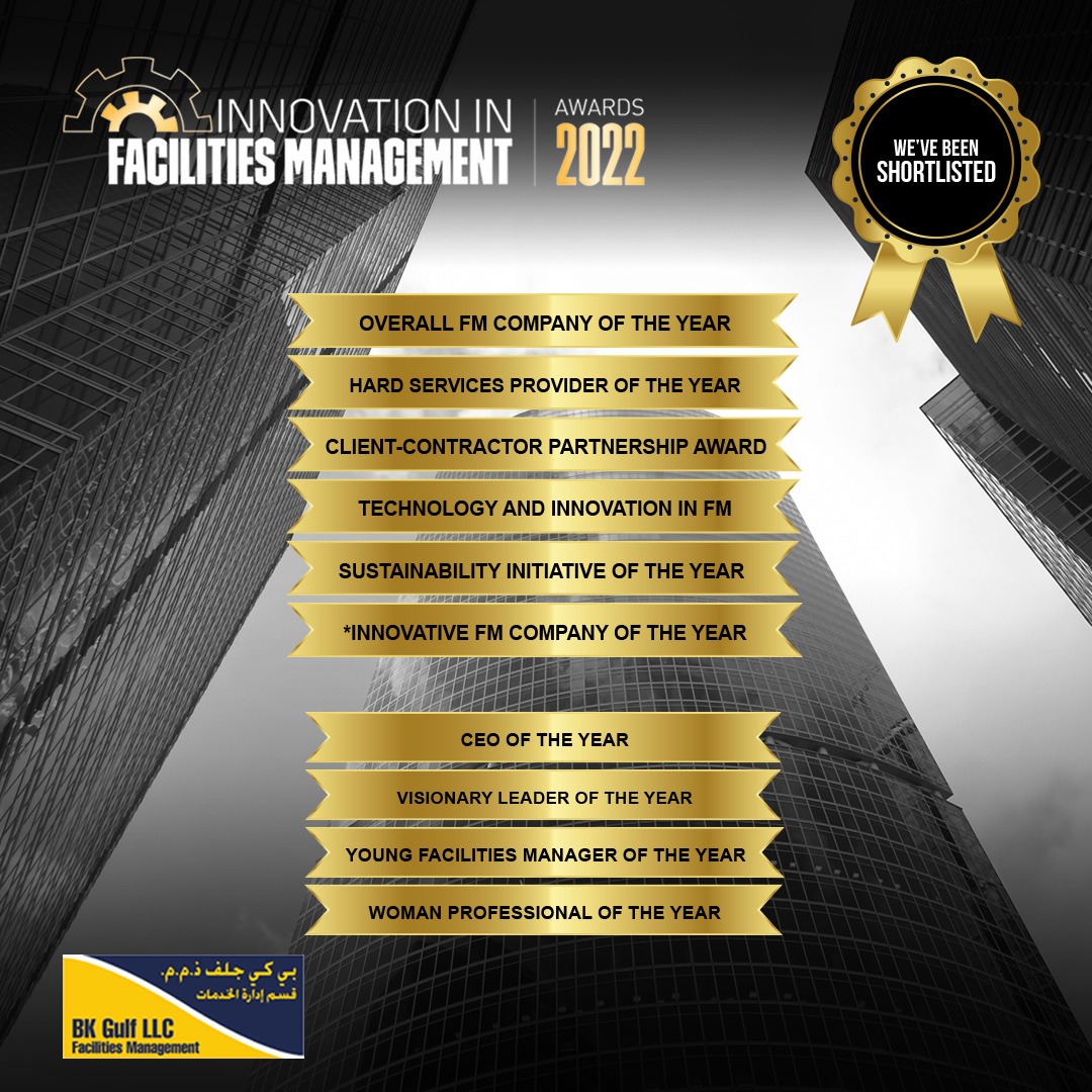 bka_fm's tweet photo. We are thrilled to announce we have been shortlisted in several categories at the Innovation in Facilities Management Awards 2022, one of the region's leading events recognising success in the FM industry.
#BKGulfFacilitiesManagement #FMAwards2022 #CBNME #innovation #BKGFM https://t.co/4NJGe9neSM