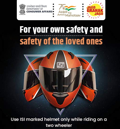 For your own safety and safety of the loved ones - Use ISI marked helmet only while riding on a two wheeler. #JagoGrahakJago #Helmet #consumer #awareness #ConsumerProtection #AzadiKaAmritMahotsav @PiyushGoyal @SadhviNiranjan @AshwiniKChoubey