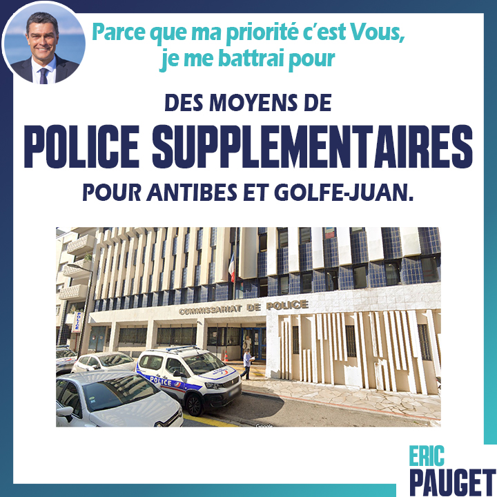 EricPAUGET1's tweet photo. #MaProposition n°6⃣ -
Plus de moyens de police pour notre territoire !👮♂️
Avec beaucoup d'efforts j'ai obtenu durant mon mandat, un renfort de 17 policiers nationaux.
Il faut encore + de moyens de #police supplémentaires pour le secteur d'Antibes et Golfe-Juan.
#Pauget2022 https://t.co/oqblrqaf4x