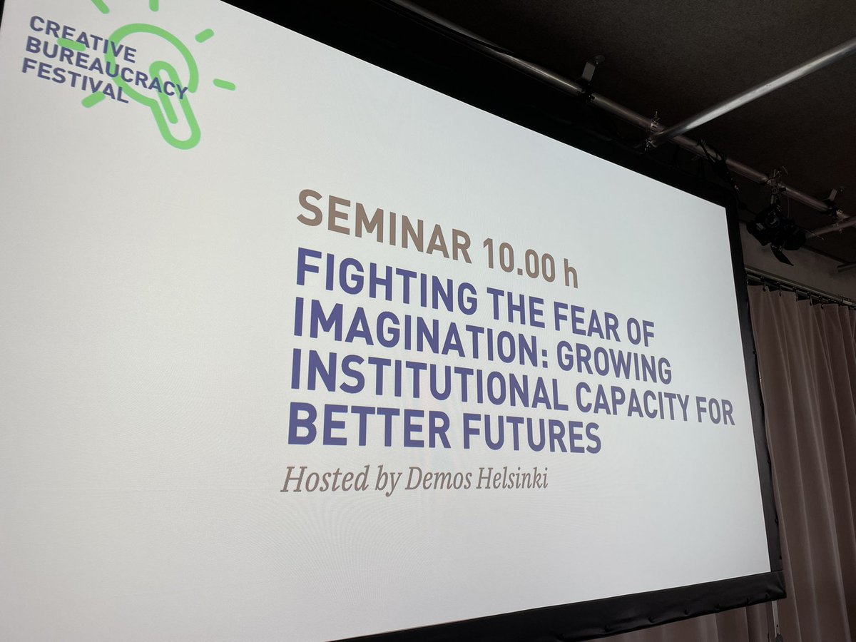 Starting in 15 minutes! How can we improve our public organizations’ ability to imagine better futures? Case examples by <a href="/indy_johar/">Indy Johar</a> Sophia Robele <a href="/UNDP/">UN Development</a> &amp; <a href="/DemosHelsinki/">Demos Helsinki</a> #cbf2022