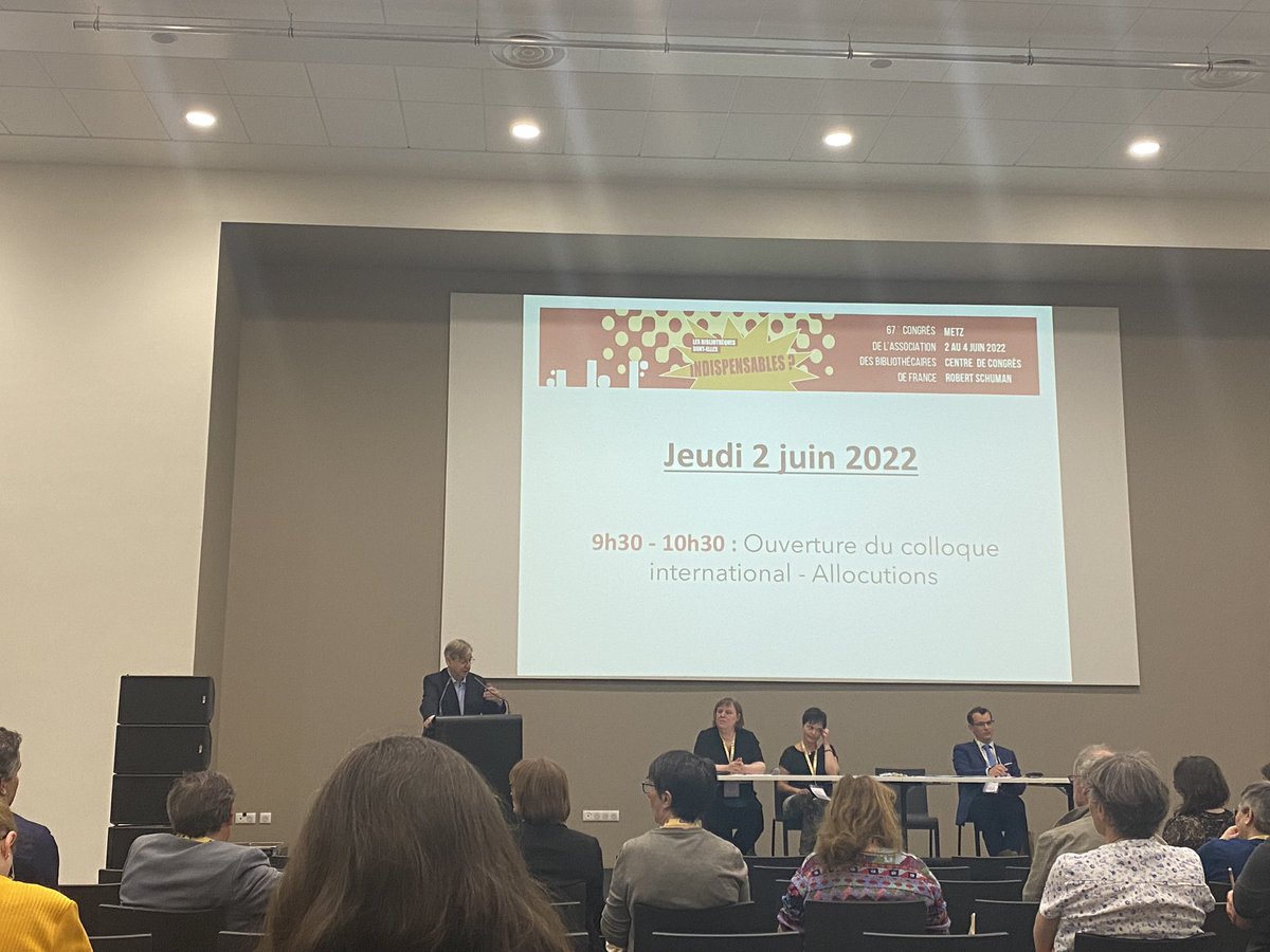 FredeLetilleul's tweet photo. #ABF2022 #congresabf #metz les médiathèques premier service public à #metz pour ouverture du colloque @abf_info https://t.co/LQ4jgukyMP