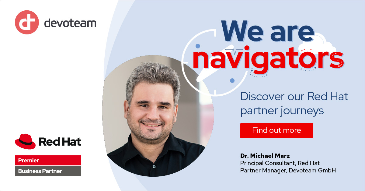 In der neuen Serie "We are nevigators" von <a href="/RedHat/">Red Hat</a> bietet Dr. <a href="/MichaelMarz2/">Michael Marz</a>, Principal Consultant bei <a href="/DevoteamGER/">Devoteam Germany</a> und Red Hat Partnermanager exklusive Einblicke in die Zusammenarbeit mit #RedHat und seinen privaten Alltag. 
👉 bit.ly/3NLxWg3