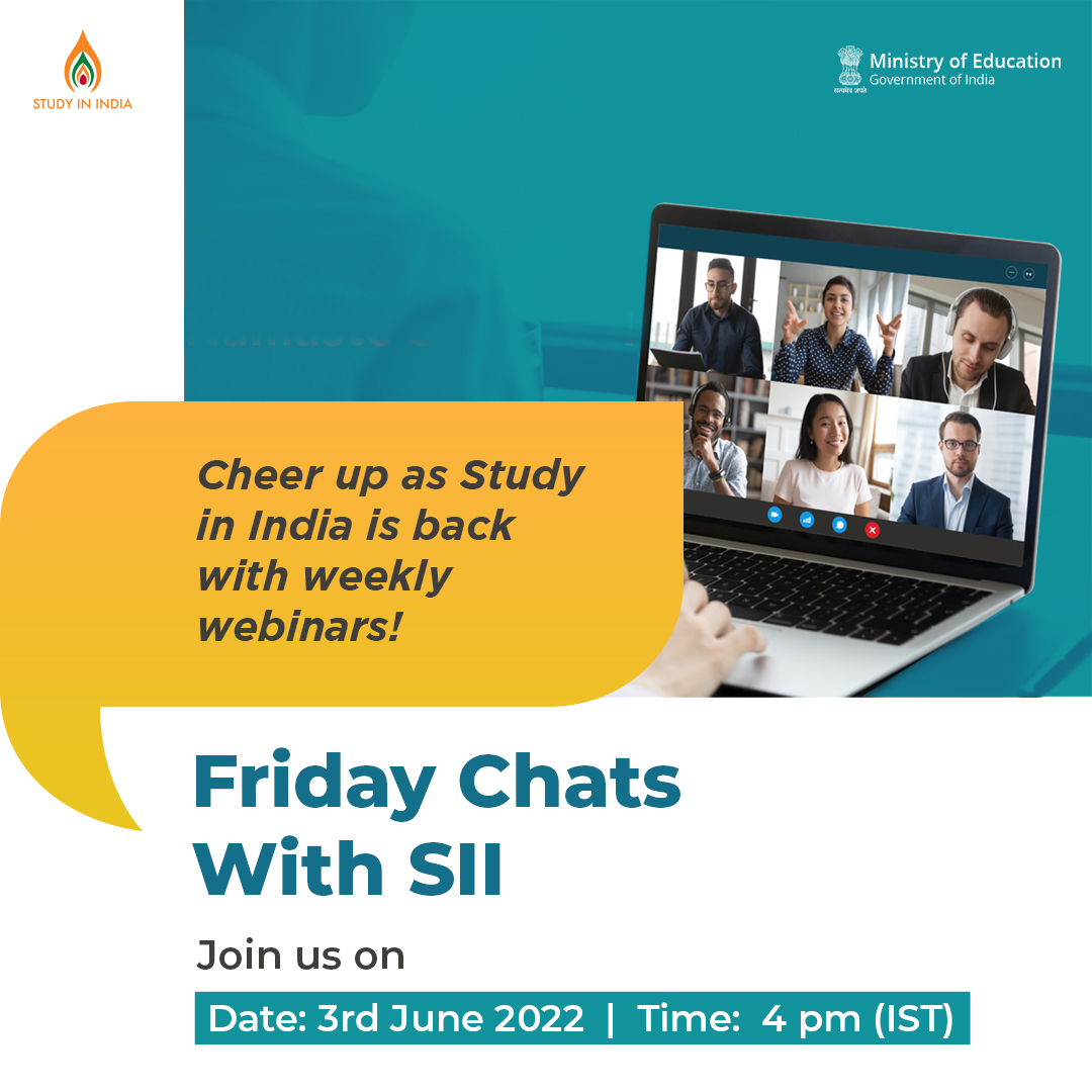 We know you wanted to interact with us and guess what, we are back again!
Be sure to join us in our Friday Chat sessions on 3rd June and get all your queries resolved.

Register &amp; Join at:
studyinindia.webex.com/studyinindia/o…

#SayYesToStudyInIndia
#StudyInIndia