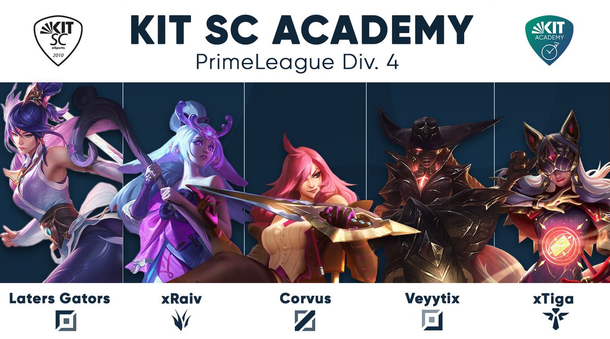 Wir freuen uns unser neues Academy Team announcen zu können🥳 Auf einen erfolgreichen Split🔥

TOP: <a href="/Dwarfkhaan/">Vector</a> 
JGL: <a href="/xRaivLOL/">Jannis König</a> 
MID: @undercovermid 
BOT: <a href="/veyytix/">Veyytix</a> 
SUPP: <a href="/xTiiga/">xTiga</a> 
SUB: @Shaian1112 

Headcoach: <a href="/Hensch10/">Hensch</a>
Ass. Coach: <a href="/MatthewMziziLoL/">Matthew Mzizi</a>
Manager: <a href="/kitleleandra/">kitleleandra</a>