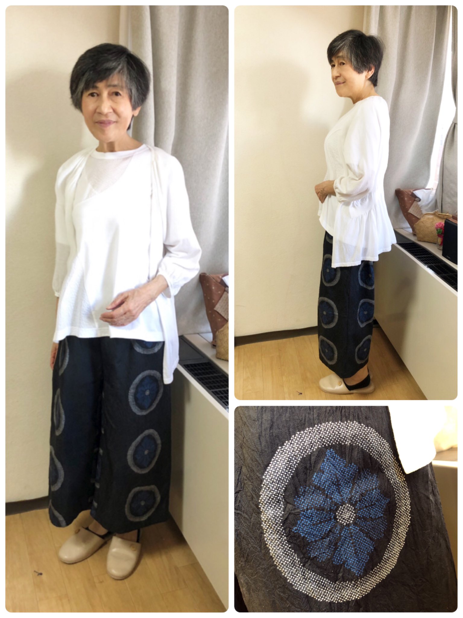 トップ 着物リメイク 紬のワイドパンツ teleacv.cl
