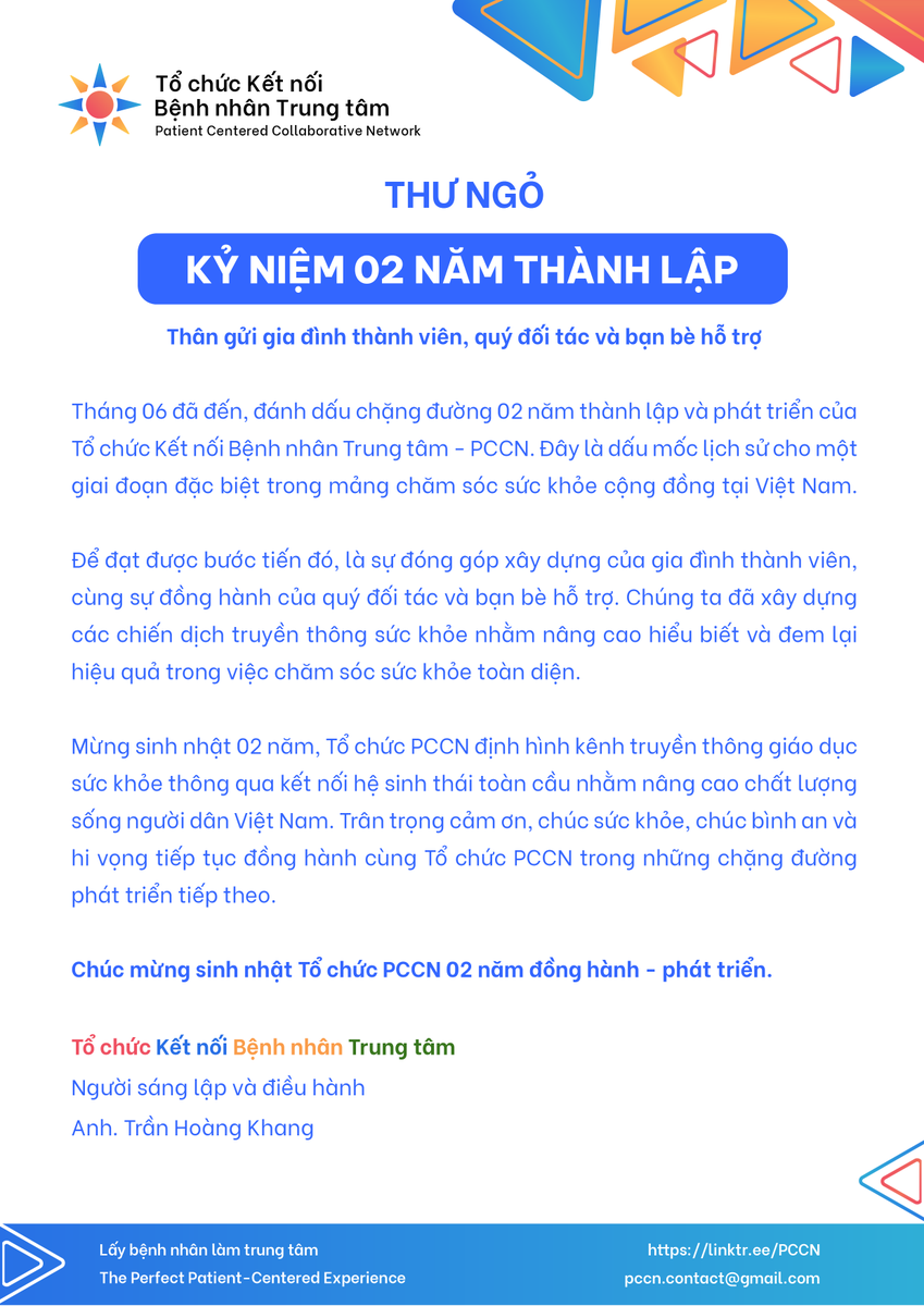 PCCNVietnam's tweet photo. KỶ NIỆM 02 NĂM THÀNH LẬP
TỔ CHỨC KẾT NỐI BỆNH NHÂN TRUNG TÂM
-------------------------------------------------
🌐 Kênh truyền thông: https://t.co/VYfjigrSvZ
📧 Email liên hệ: pccn.contact@gmail.com
💠 Kênh kết nối: https://t.co/fVFR5qvAsE https://t.co/nqngzziNrx
