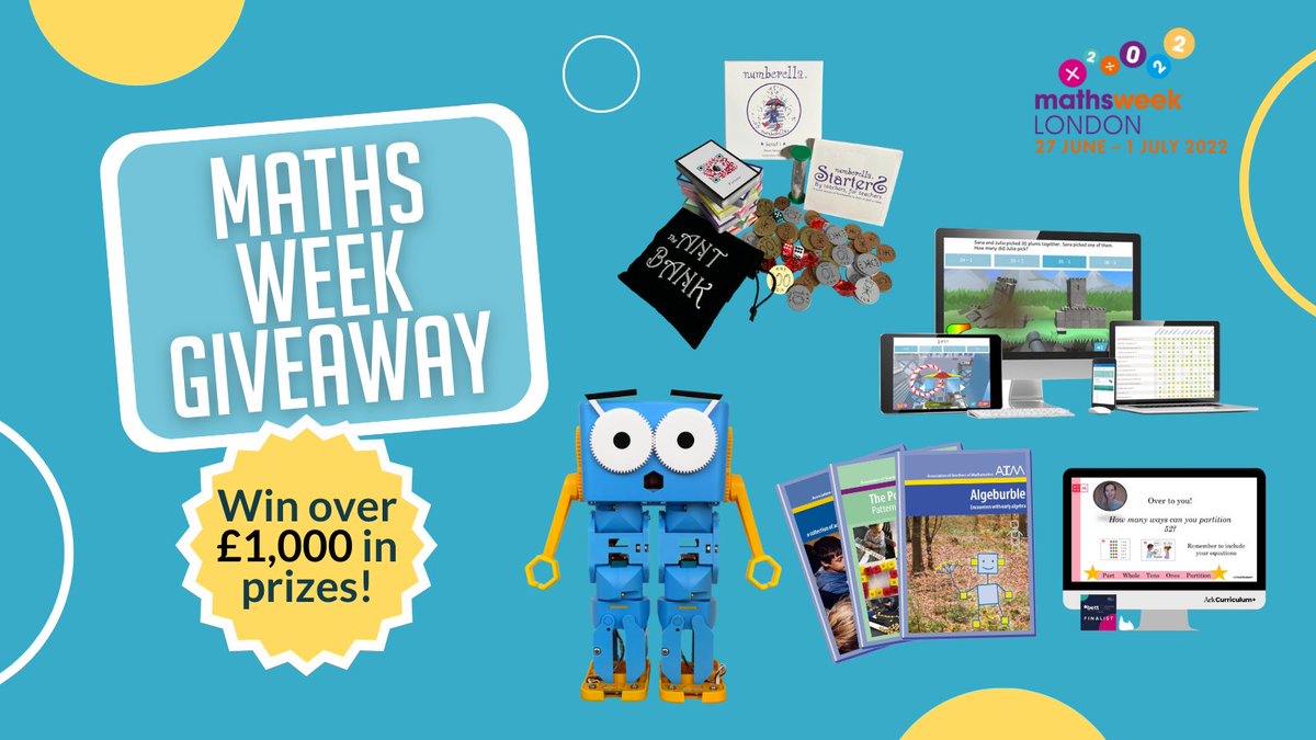 ArkCurriculum's tweet photo. 🚨 GIVEAWAY 🚨

To celebrate #MathsWeekLondon, we’re giving 1 lucky school in London a £1,000 classroom bundle! 

HOW TO ENTER:
➕ Like this post
➗ Tag a fellow teacher
✖️ Follow all 5 accounts: @RoboticalLtd, @ArkCurriculum, @sumdog, @ATMMathematics &amp; @numberellaworld https://t.co/iClppPKhMq