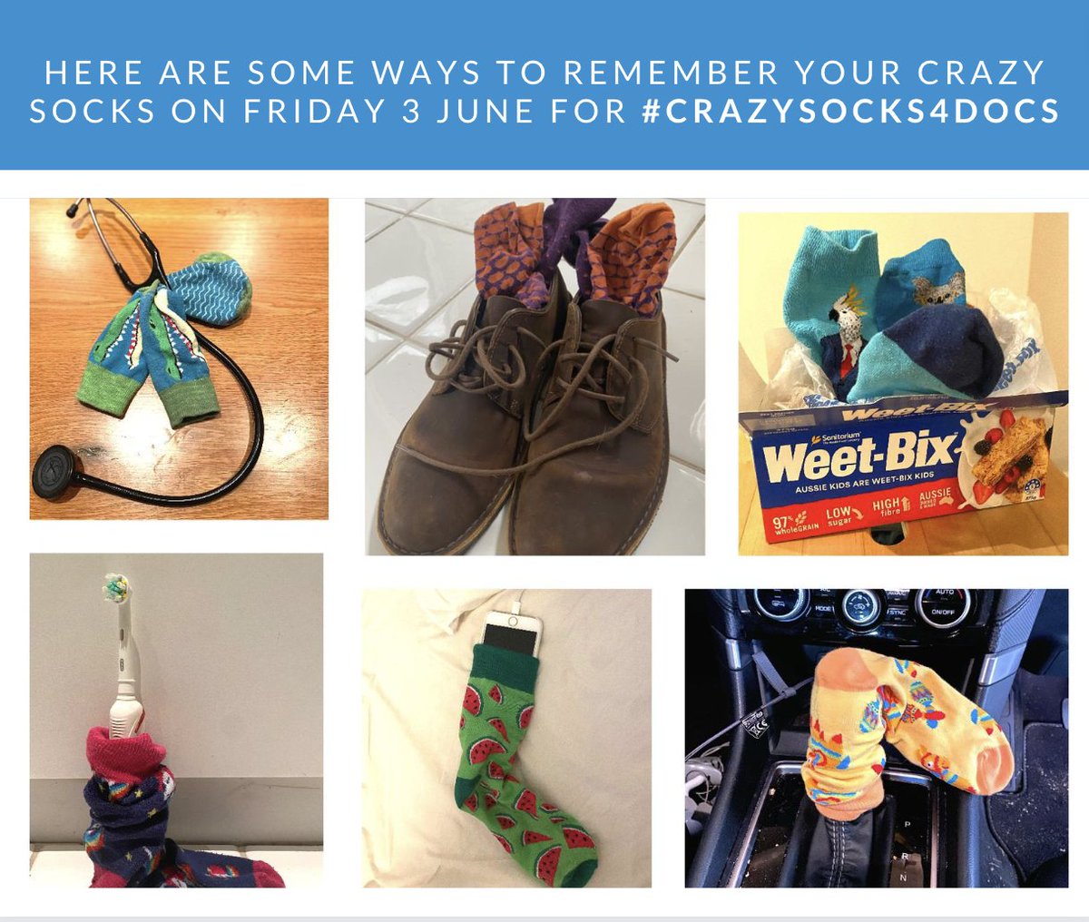 DHAS_WA's tweet photo. Here are some ways to remember your #crazysocks4docs tomorrow! https://t.co/NDG7k3A6tI