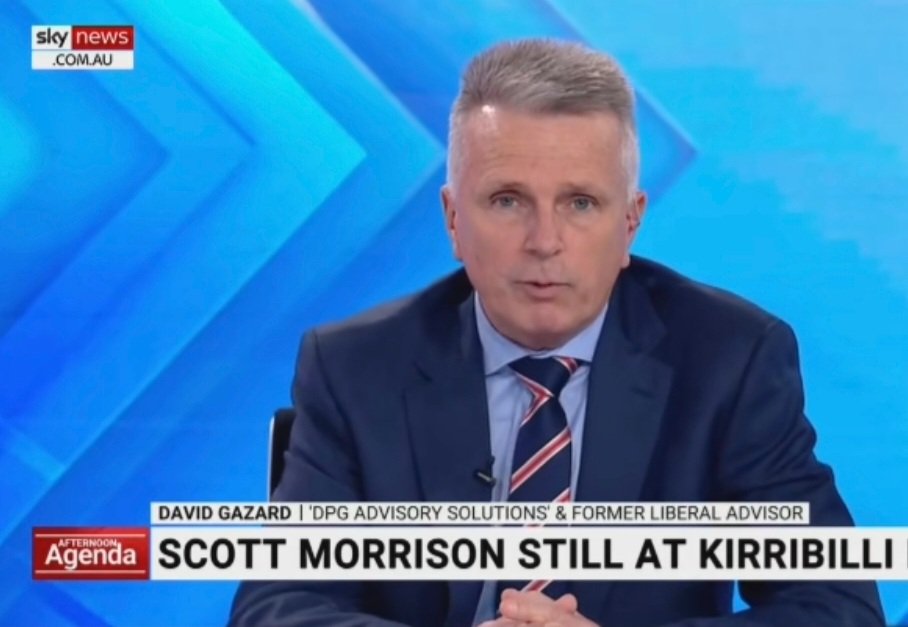 On #SkyNews, David Gazard said Scott Morrison was still living at #KirribilliHouse bc he was getting his home in the Sutherland Shire re-painted! Then Gazard declared 'the poor guy really hasn't had a day off for the last 3 years'! What absolute garbage! 😠 #auspol #SquatMo