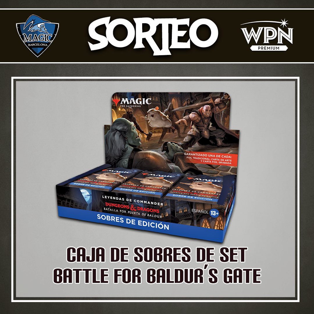 MagicBarcelona_'s tweet photo. Esta semana en @magicbarcelona_ volvemos a sumergirnos en las mazmorras junto a #MTGCLB. Y, para celebrarlo, ¡sorteamos una caja de Set! ⚔️
 
Para participar:
🔹Síguenos
🔹Haz RT
🔹Etiqueta a 2 amigos
 
¡Tienes hasta las 09:59 del próximo jueves día 9 de junio para participar! https://t.co/pROEYgY4iS