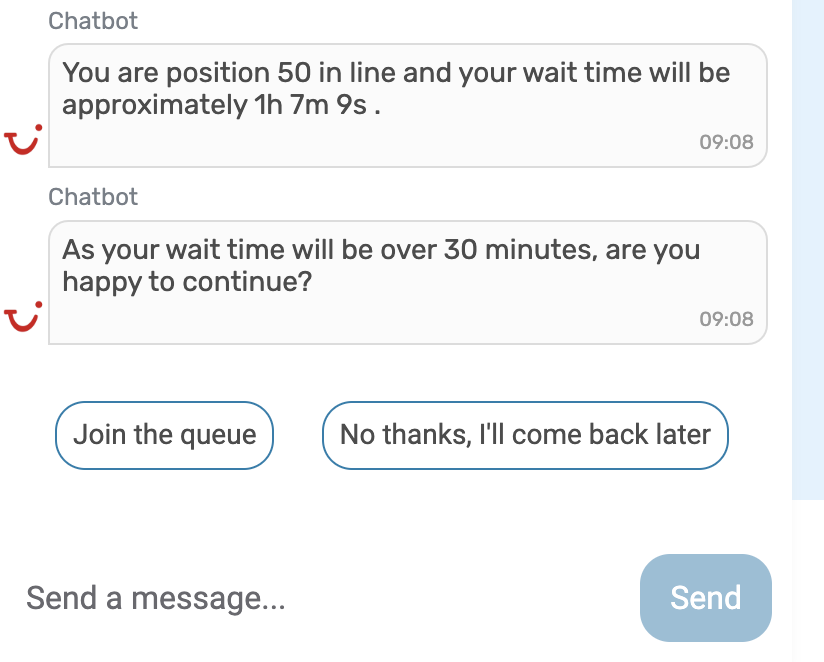 DavideDurdenP's tweet photo. @TUIUK I like to think it works like this

if(waitTimeResponse) {
chat.end();
} https://t.co/VBOEmFvJLO