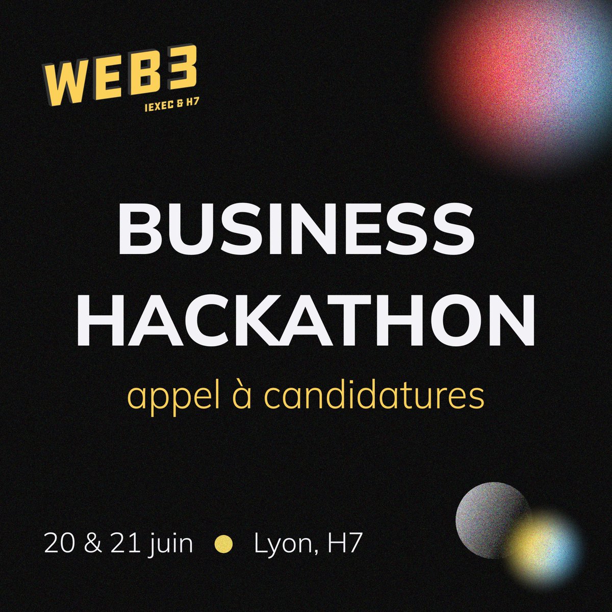 APPEL À CANDIDATURES 🪐

Participez au premier business hackathon WEB3 by H7 &amp; <a href="/iEx_ec/">iExec RLC</a> 

Porteur·ses de projets, équipes innovation, marketing, RH, collaborateur·trices à vous de jouer !

📍 Du 20 au 21 juin | à H7

Fin des candidatures le 17 juin ! ➡️ h-7.typeform.com/to/xI5WVeb6?ty…