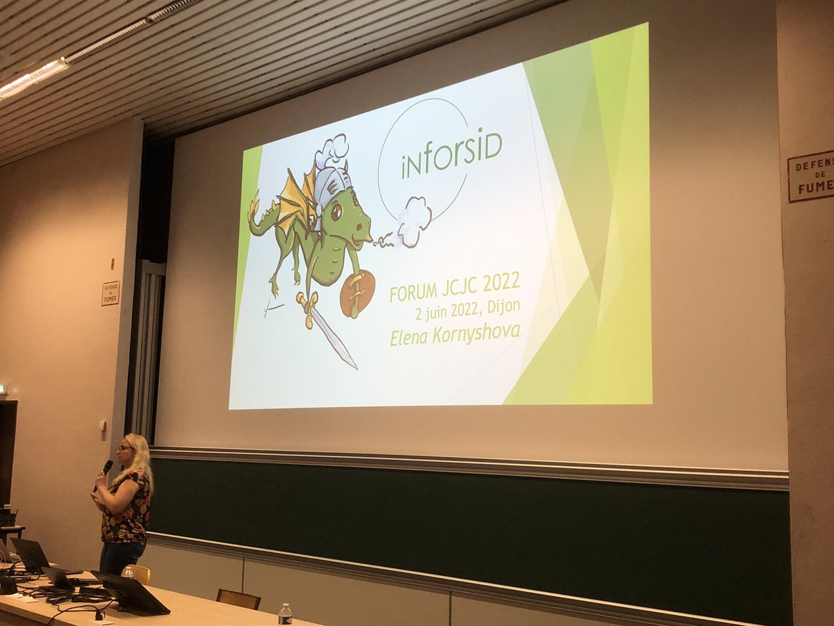 Forum Jeunes Chercheuses Jeunes Chercheurs d’#Inforsid2022 présidé par Elena Kornyshova en format « Dragons et Chevaliers » pour une session de présentation des travaux de recherche de doctorantes et doctorants en 1ère ou 2ème année de thèse ! Originalité à
<a href="/InforsidCongres/">Inforsid</a>