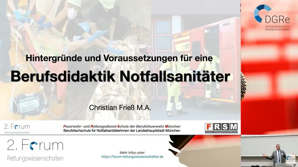 Beim 2. Forum Rettungswissenschaften im April hielt Christian Frieß einen Vortrag zum Thema "Berufsdidaktik Notfallsanitäter". 

Schaut doch mal rein und lasst einen 👍  da!

Link: buff.ly/38SXwRL

#DGRe #2FoRe #Notfallsanitäter*in  #Rettungsdienst #Rettungswissenschaften