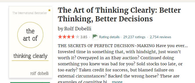 Absolutely nice book #theartofthinkingclearly for #Cryptos #web3.
Always do the own search!
Never invest the things you don't know!