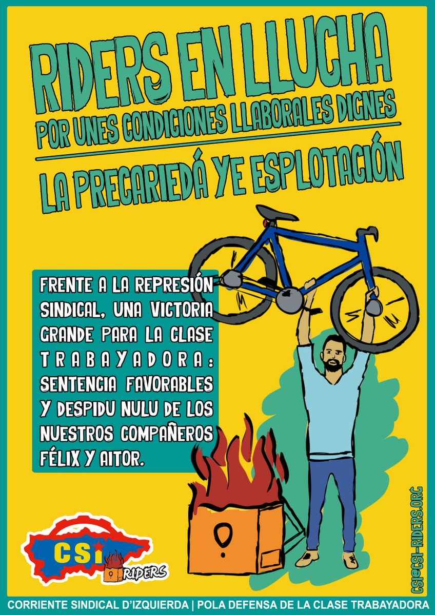 AnticapiAstur's tweet image. Empezamos el día celebrando la victoria sindical de @CsiRiders. Despidos nulos. Enorme su lucha y organización. Enhorabuena y todo nuestro apoyo.